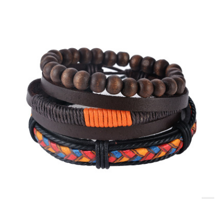 Multilayered Leather and Bead Bracelet for Men and Women