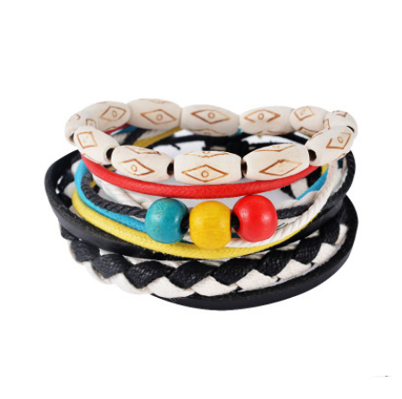 Multilayered Leather and Bead Bracelet for Men and Women