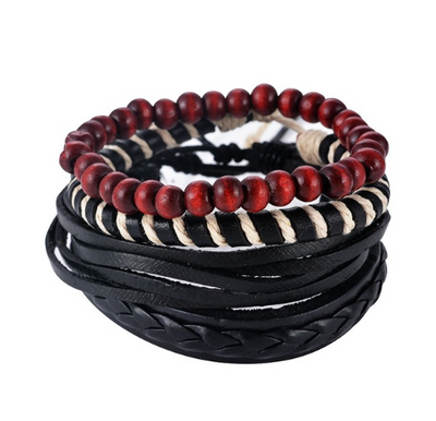 Multilayered Leather and Bead Bracelet for Men and Women