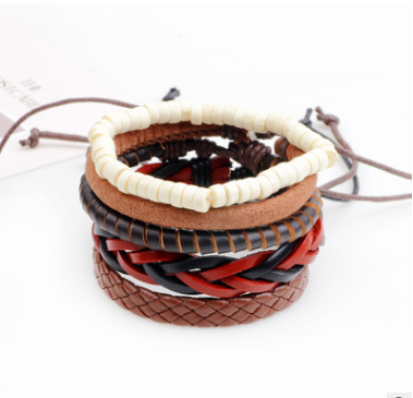 Multilayered Leather and Bead Bracelet for Men and Women