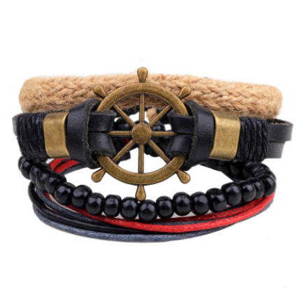 Multilayered Leather and Bead Bracelet for Men and Women