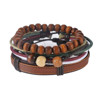 Multilayered Leather and Bead Bracelet for Men and Women