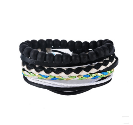 Multilayered Leather and Bead Bracelet for Men and Women