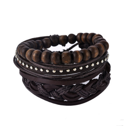 Multilayered Leather and Bead Bracelet for Men and Women