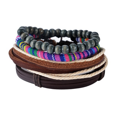 Multilayered Leather and Bead Bracelet for Men and Women