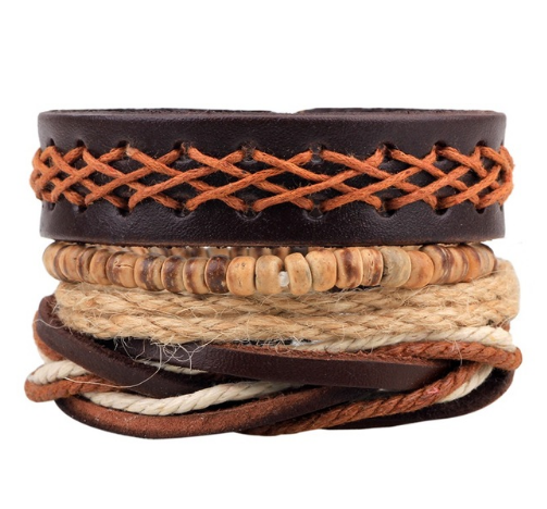 Multilayered Leather and Bead Bracelet for Men and Women