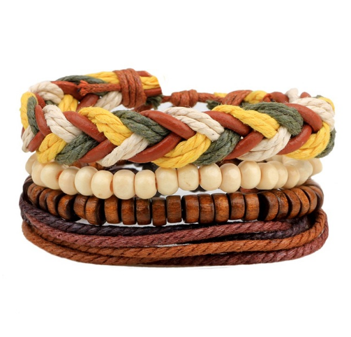 Multilayered Leather and Bead Bracelet for Men and Women