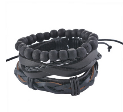 Multilayered Leather and Bead Bracelet for Men and Women