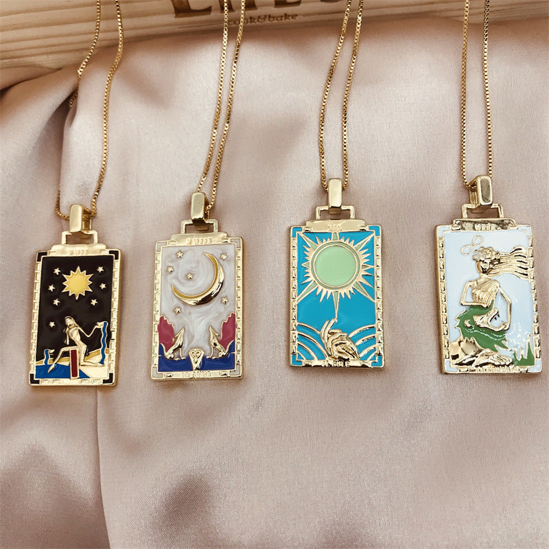 Copper Plated Tarot Pendant Necklace